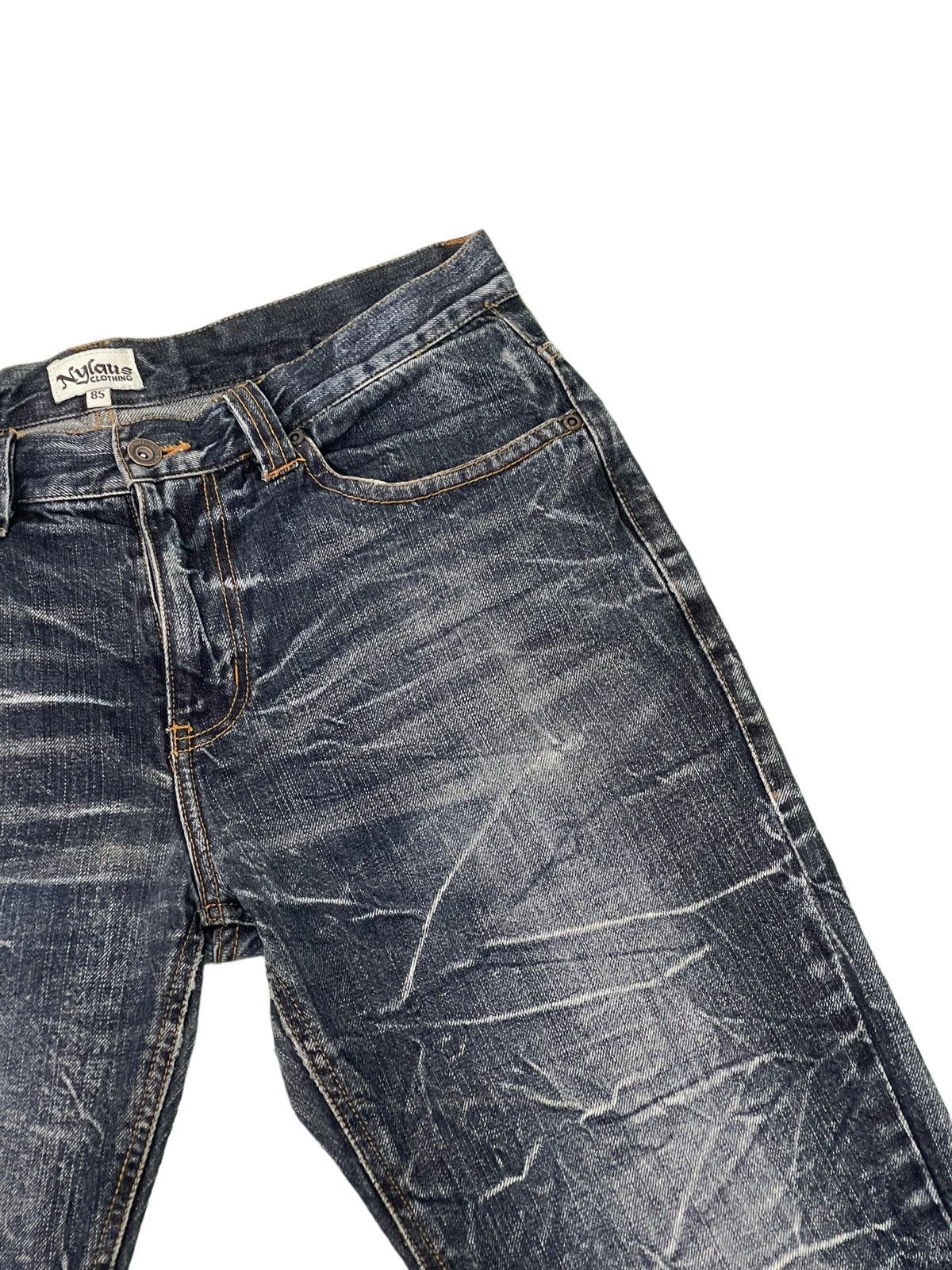 Japanese Brand Flare Jeans Nylaus Acid Wash Denim Boot Cut 4🟦0 Size US 33 - 9 Thumbnail