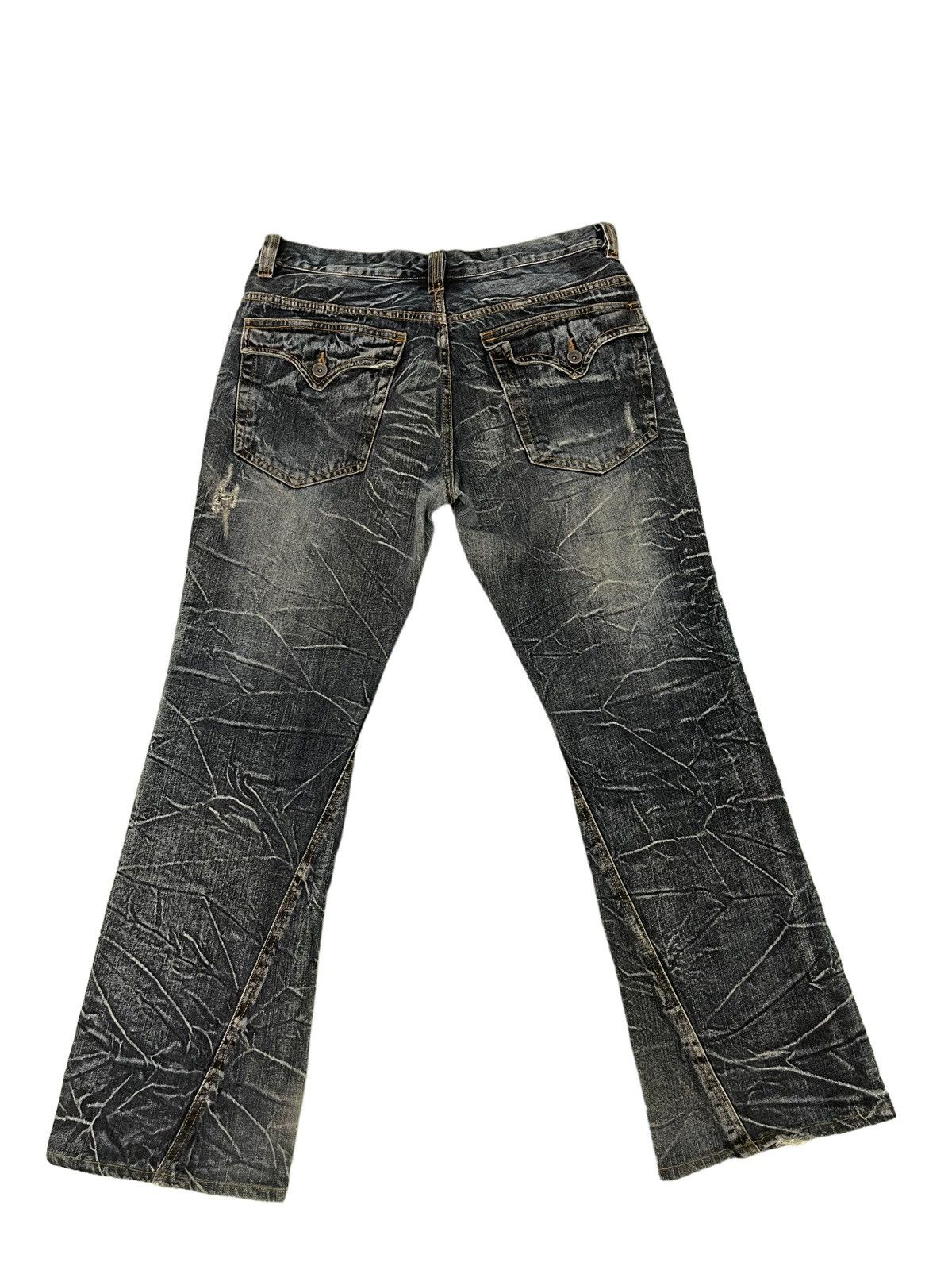 Japanese Brand Flare Jeans Nylaus Acid Wash Denim Boot Cut 4🟦0 Size US 33 - 12 Thumbnail