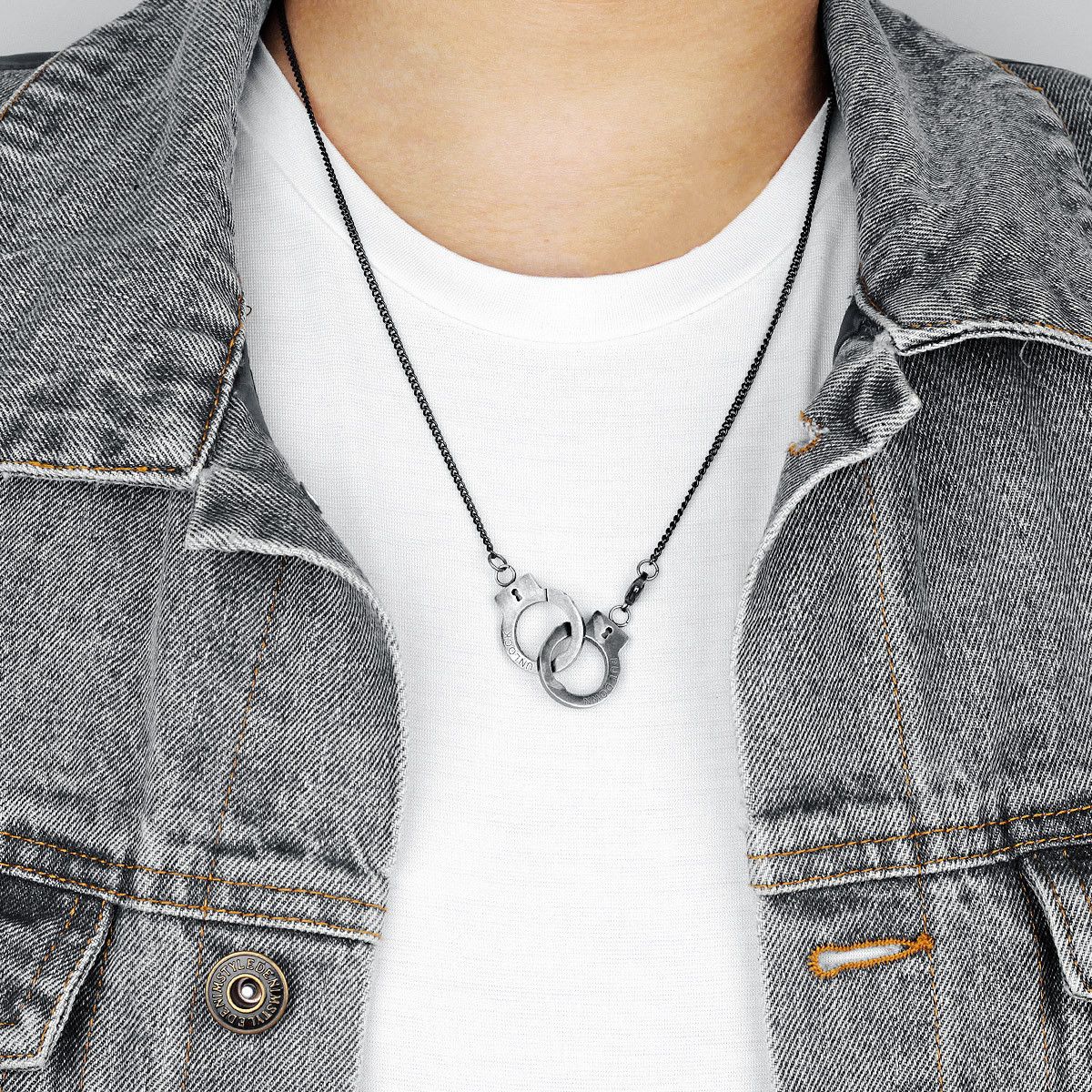 Jewelry 316L Stainless Steel Handcuffs Pendant Necklace Size ONE SIZE - 2 Thumbnail