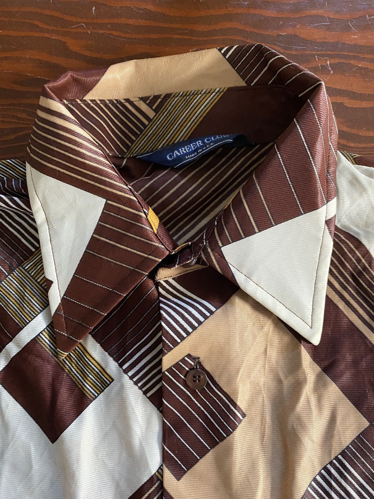 Retrofit Vintage 70’s Career Club Polyester Long Sleeve Button Up Size US L / EU 52-54 / 3 - 2 Thumbnail