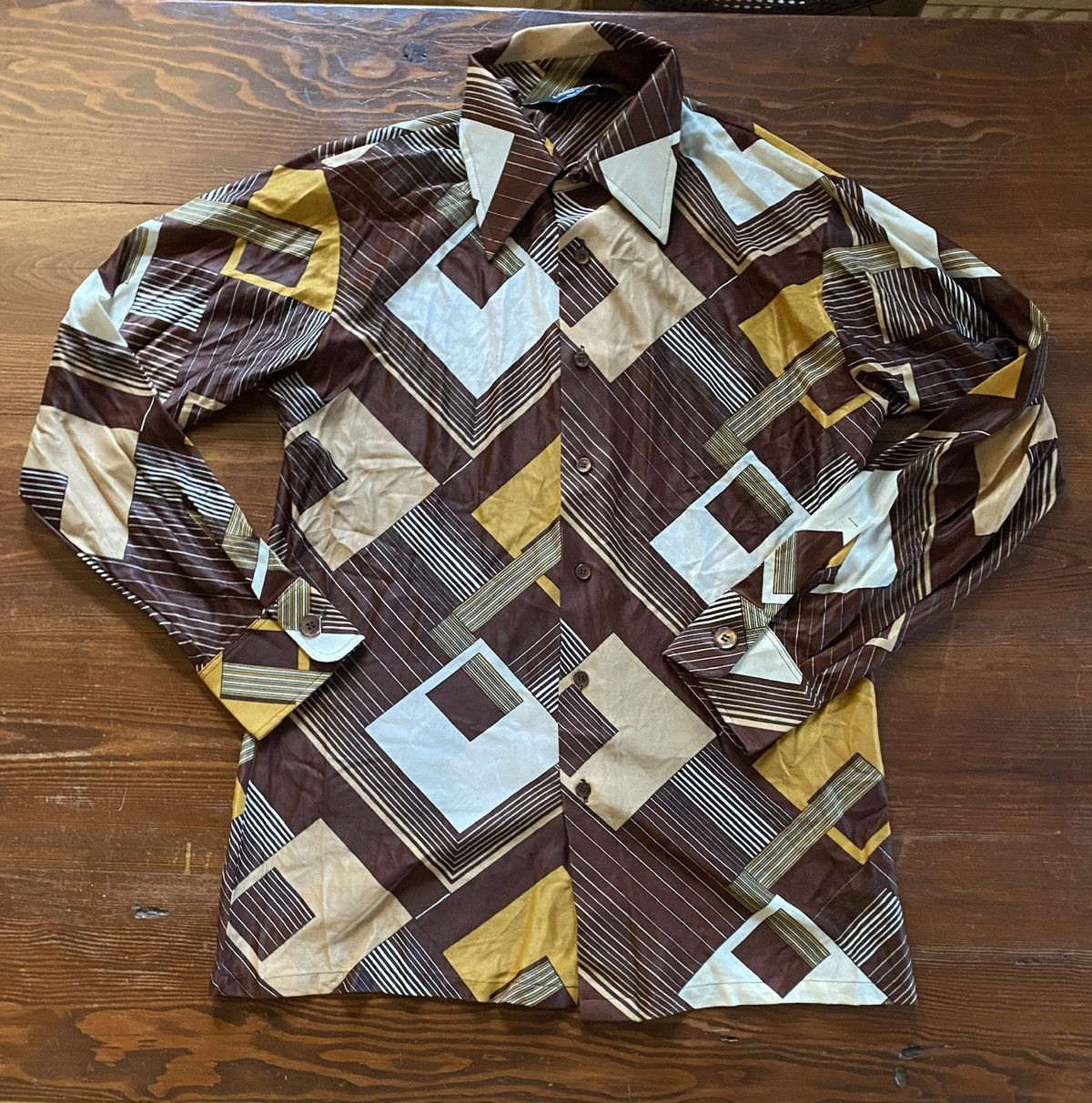 Retrofit Vintage 70’s Career Club Polyester Long Sleeve Button Up Size US L / EU 52-54 / 3 - 1 Thumbnail