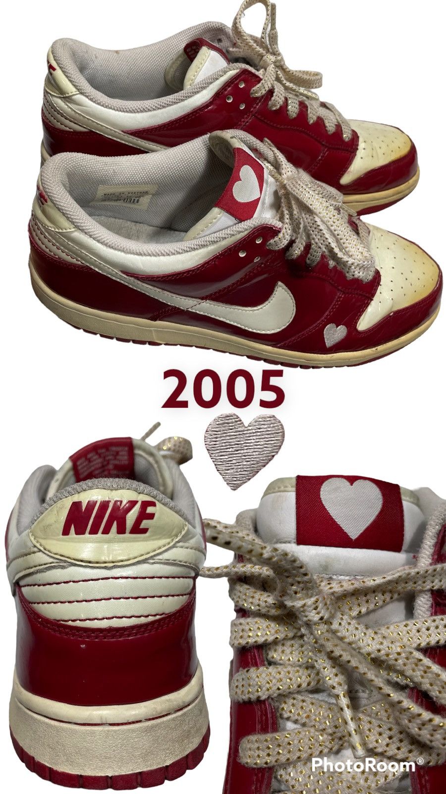 Nike × Vintage ❤️Vintage Rare Nike Dunk Low Valentine Red White SB 04 05 of Size US 9 / EU 42 - 3 Thumbnail