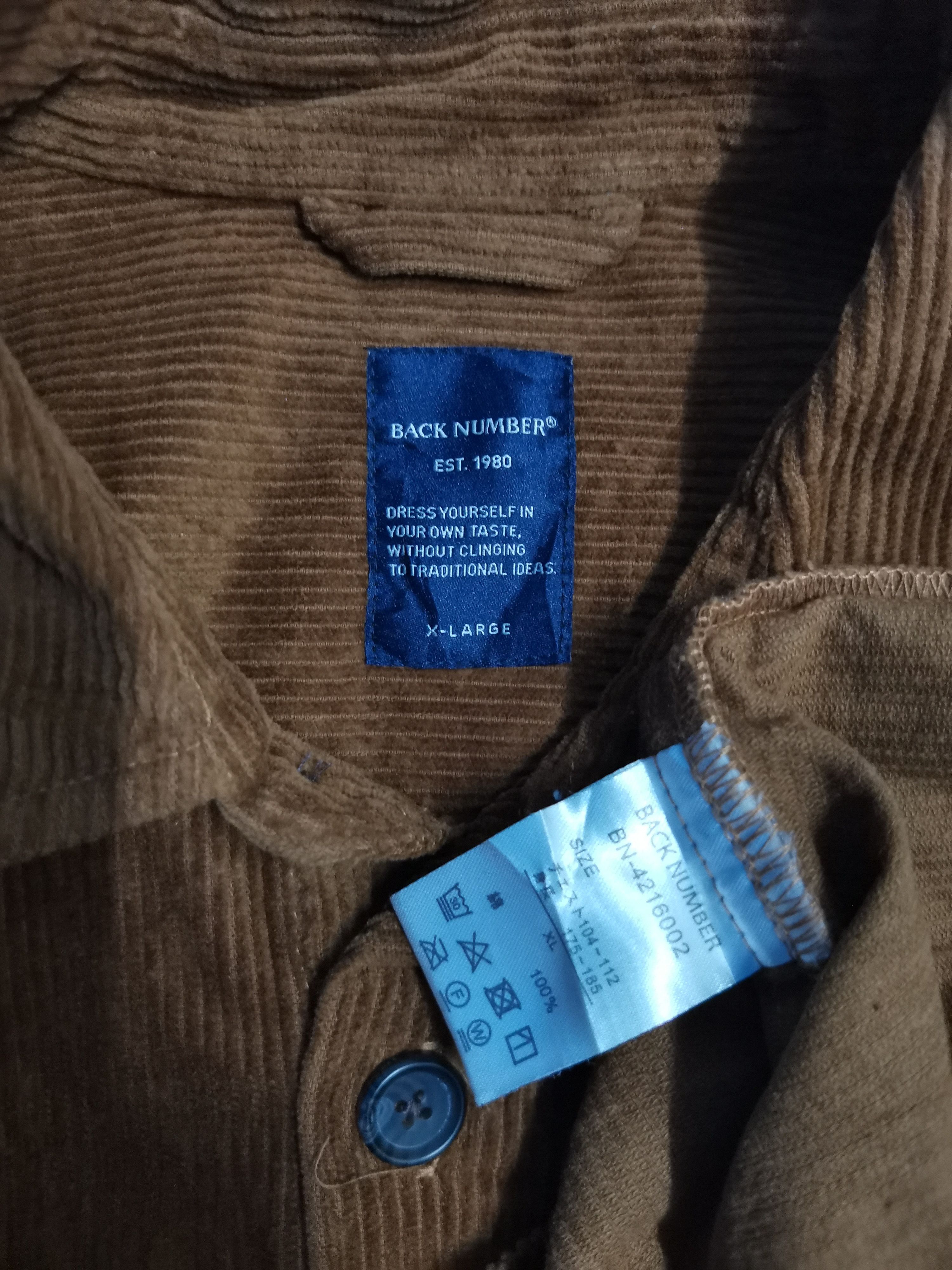Japanese Brand Back Number Corduroy Shirt Japan Designer Carhatt Rare Size US XL / EU 56 / 4 - 4 Thumbnail
