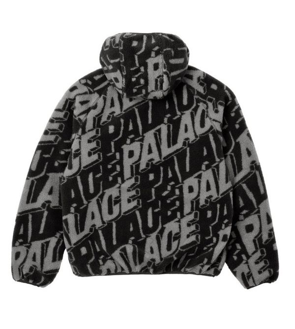 Palace Palace Jacquard Fleece Hooded Jacket Black XL | Grailed