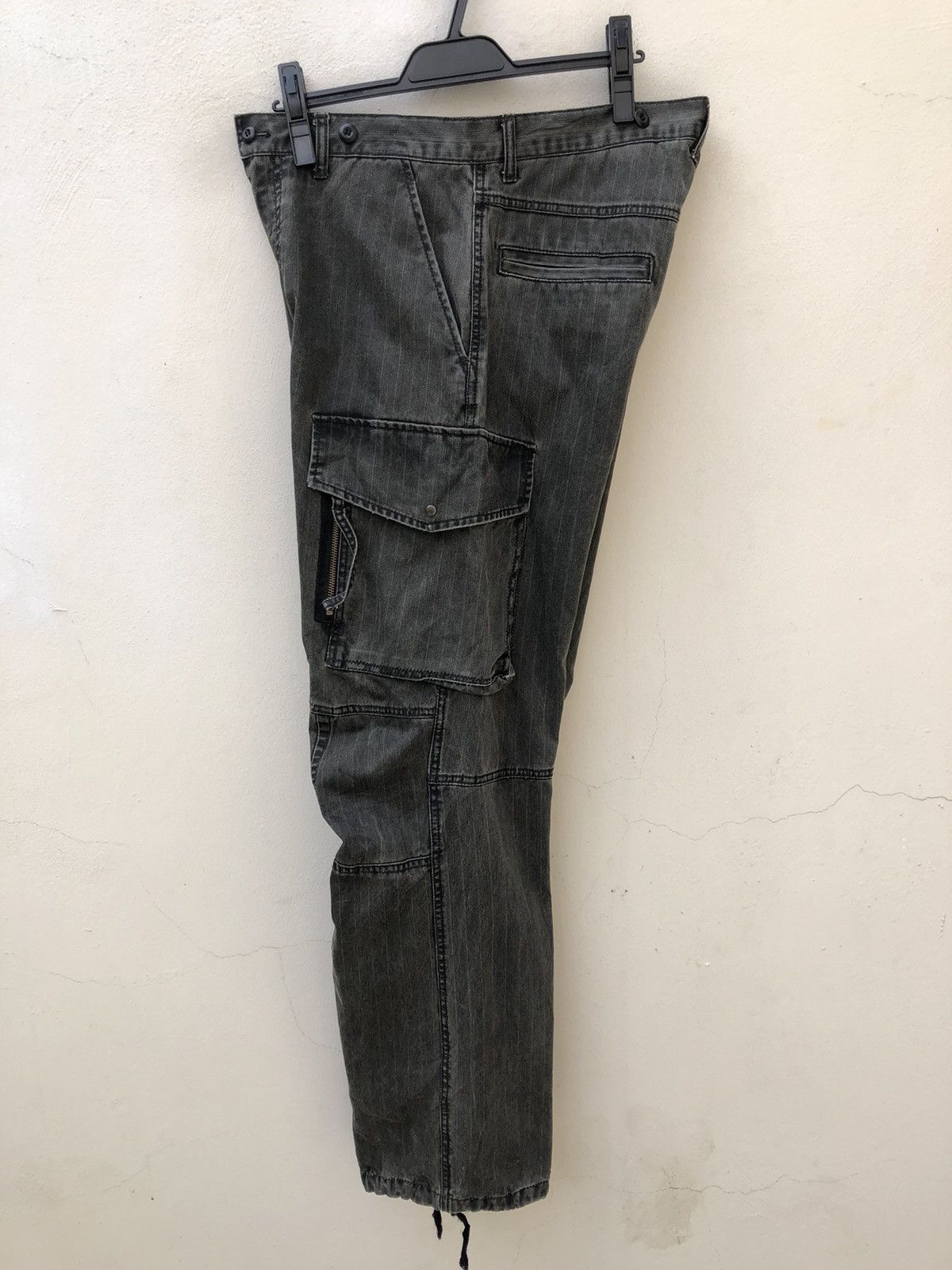 PPFM PPFM Faded Black Striped Parachute Cargo Trouser Pant Size US 32 / EU 48 - 15 Thumbnail
