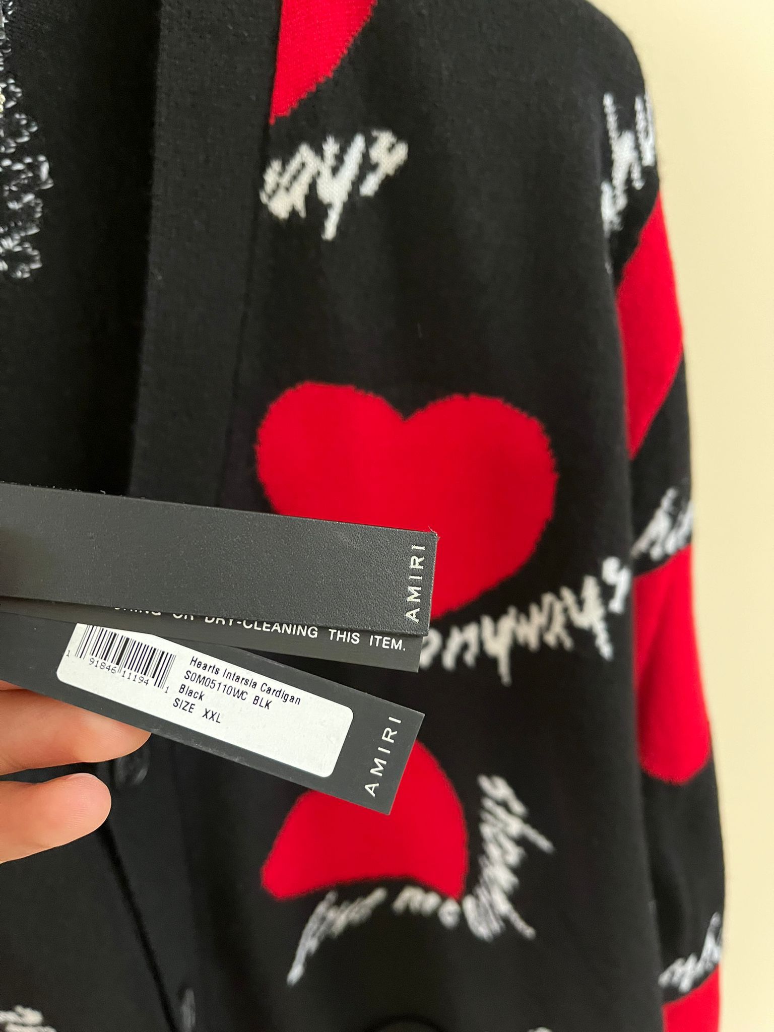 Amiri Hearts Intarsia Cardigan in Black Size US XXL / EU 58 / 5 - 10 Thumbnail