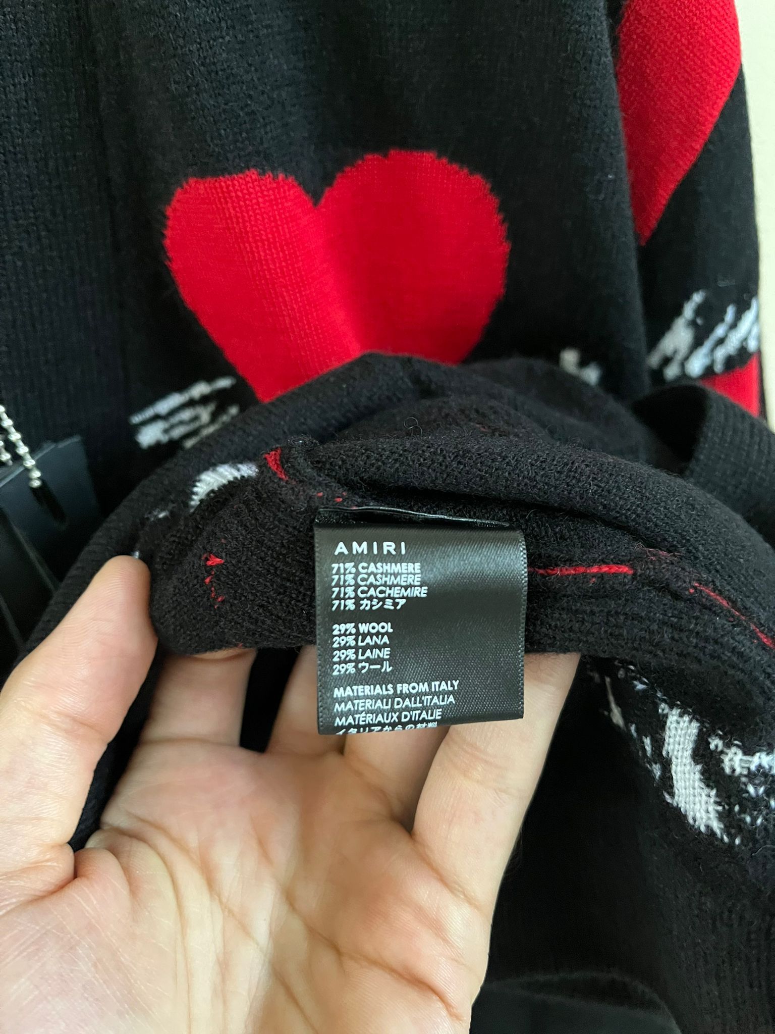 Amiri Hearts Intarsia Cardigan in Black Size US XXL / EU 58 / 5 - 16 Thumbnail