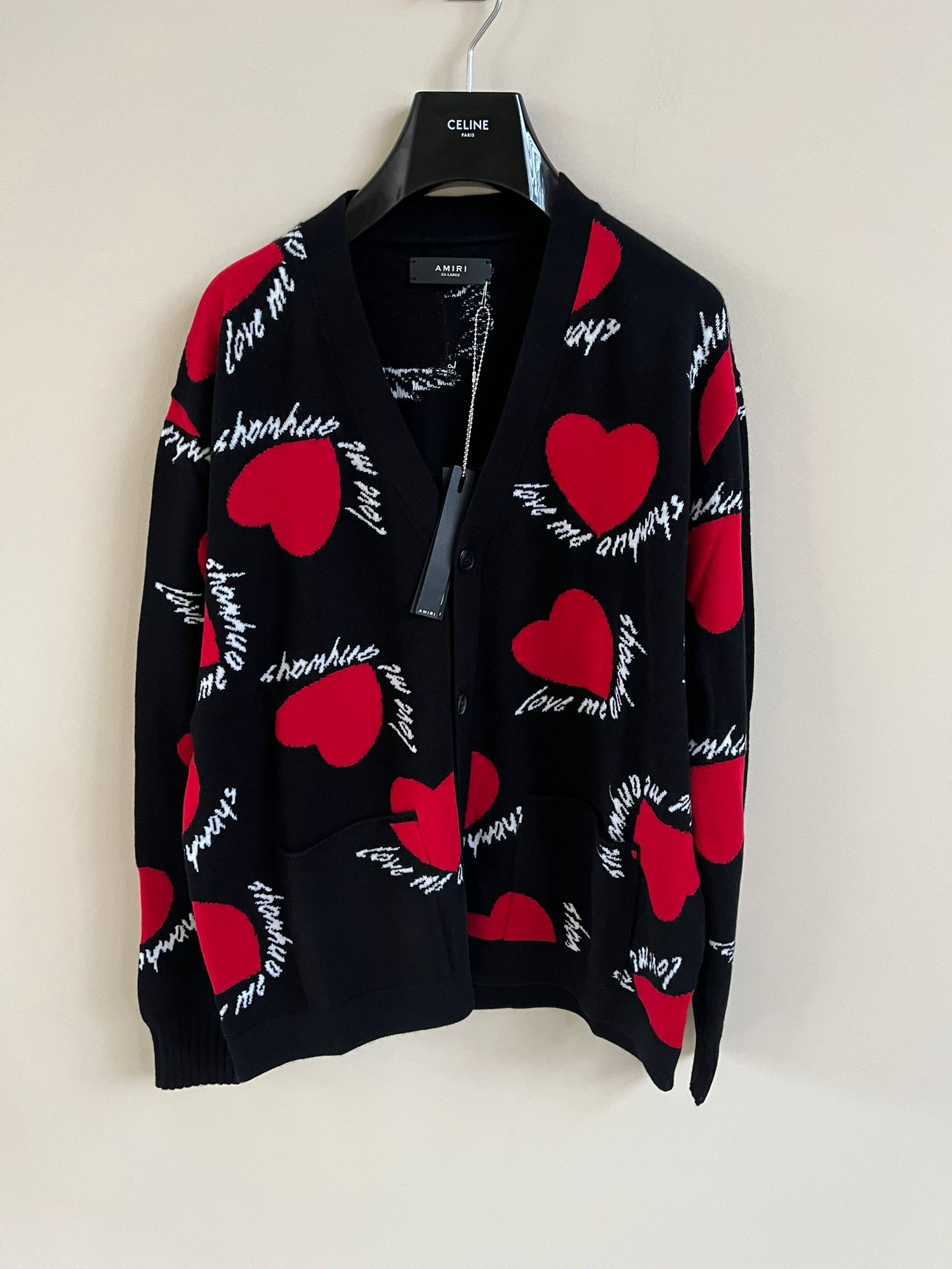 Amiri Hearts Intarsia Cardigan in Black Size US XXL / EU 58 / 5 - 5 Thumbnail