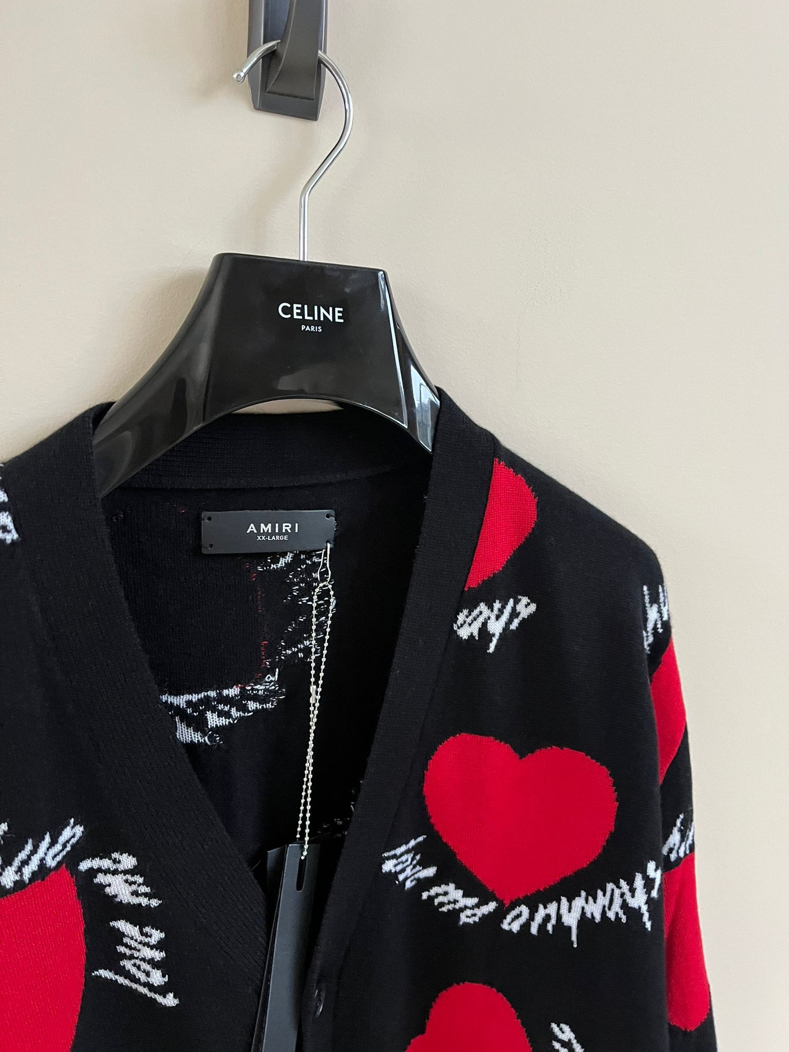 Amiri Hearts Intarsia Cardigan in Black Size US XXL / EU 58 / 5 - 8 Thumbnail