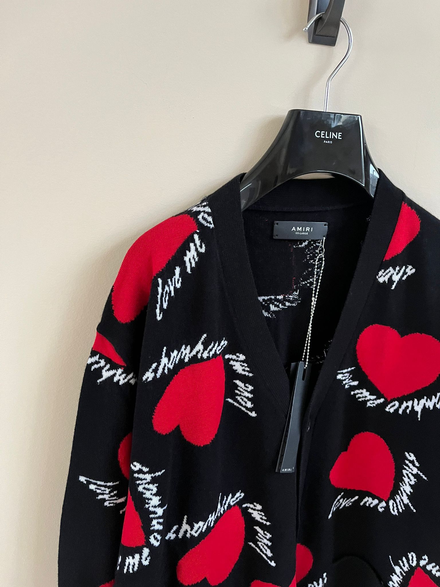 Amiri Hearts Intarsia Cardigan in Black Size US XXL / EU 58 / 5 - 7 Thumbnail