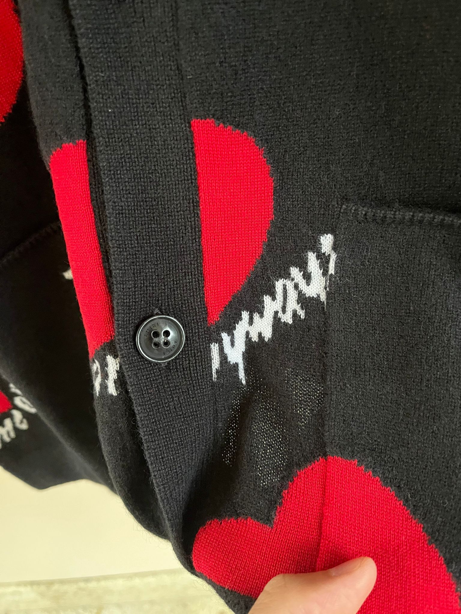 Amiri Hearts Intarsia Cardigan in Black Size US XXL / EU 58 / 5 - 14 Thumbnail