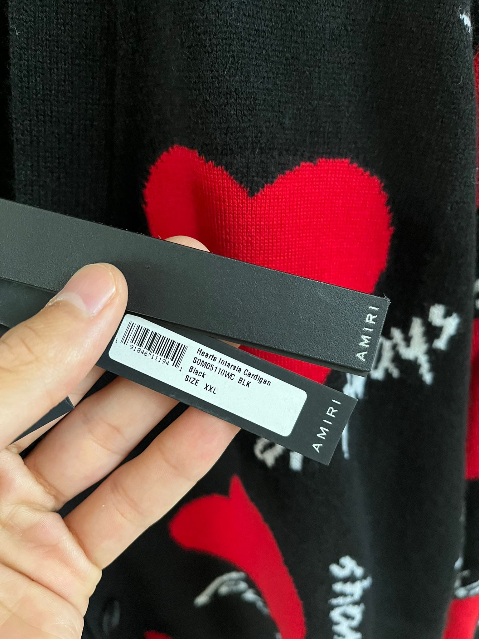 Amiri Hearts Intarsia Cardigan in Black Size US XXL / EU 58 / 5 - 15 Thumbnail