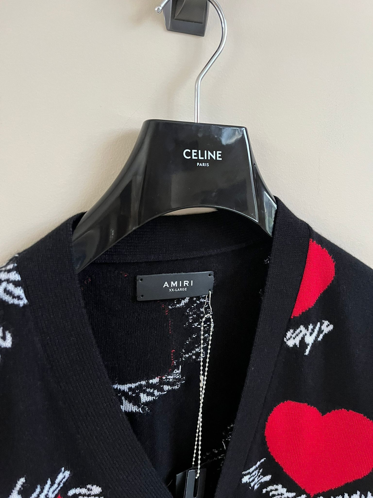 Amiri Hearts Intarsia Cardigan in Black Size US XXL / EU 58 / 5 - 6 Thumbnail