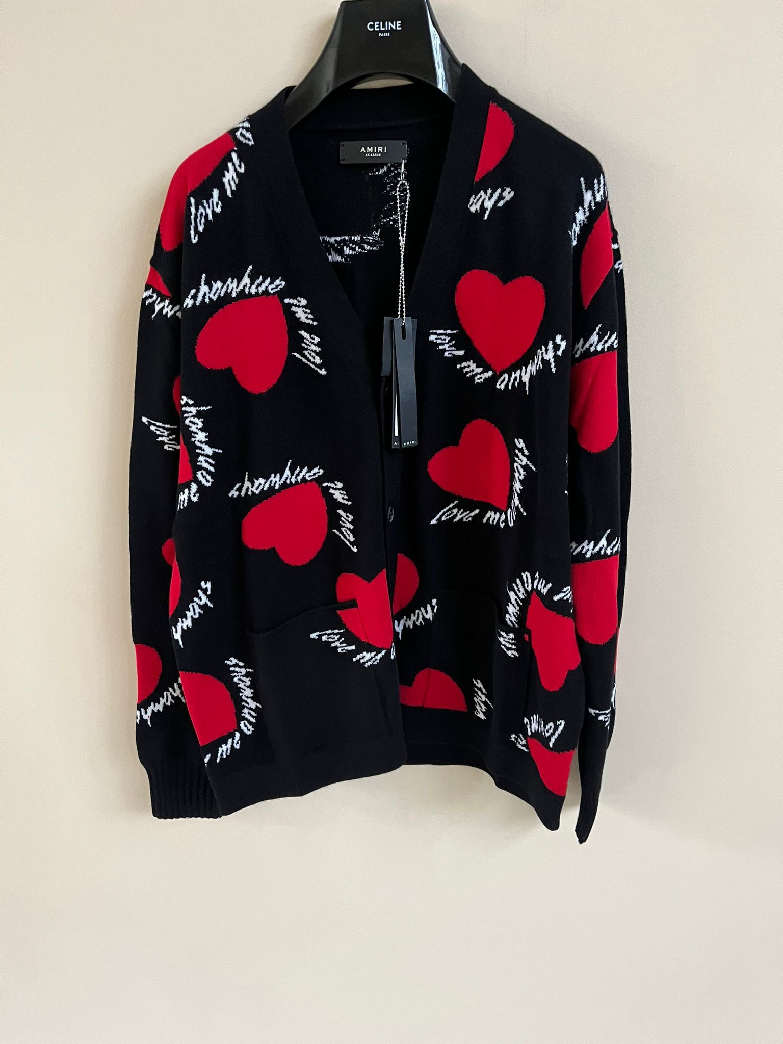 Amiri Hearts Intarsia Cardigan in Black Size US XXL / EU 58 / 5 - 12 Thumbnail