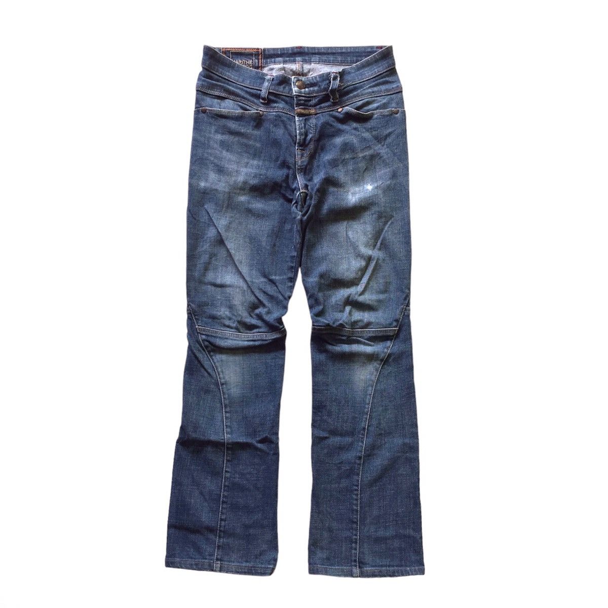 image of 1990S Marithe Francois Girbaud Assymetrical Flare Jeans in Vintage Washed Denim, Men's (Size 29)