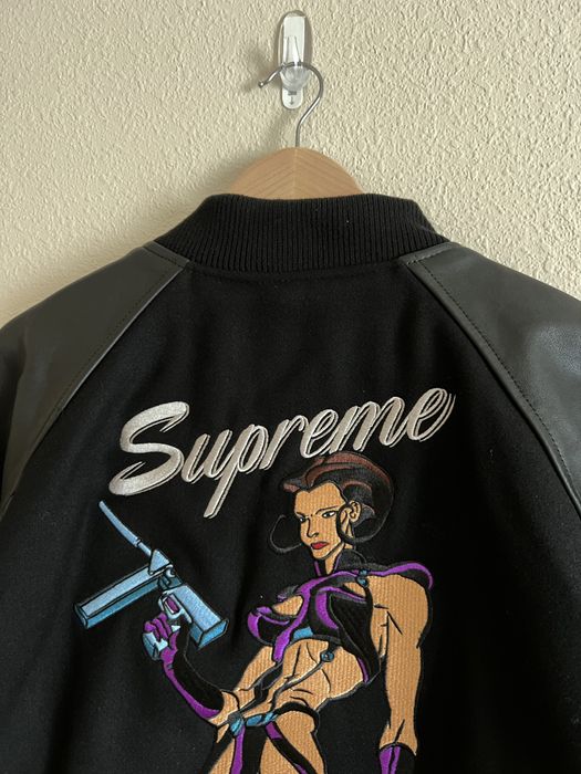 Supreme Supreme Aeon Flux Varsity Jacket Black | Grailed