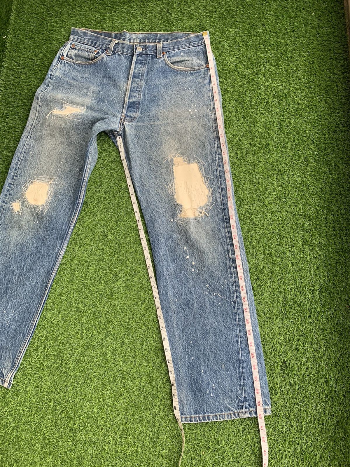 Levi's Vintage Levis 501 Painter Distressed Sky Blue Denim Size US 34 / EU 50 - 14 Thumbnail
