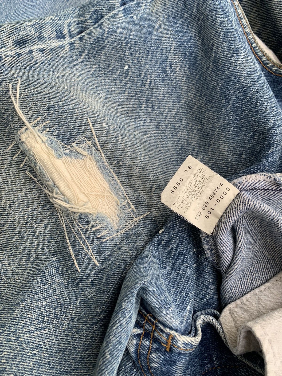 Levi's Vintage Levis 501 Painter Distressed Sky Blue Denim Size US 34 / EU 50 - 10 Thumbnail