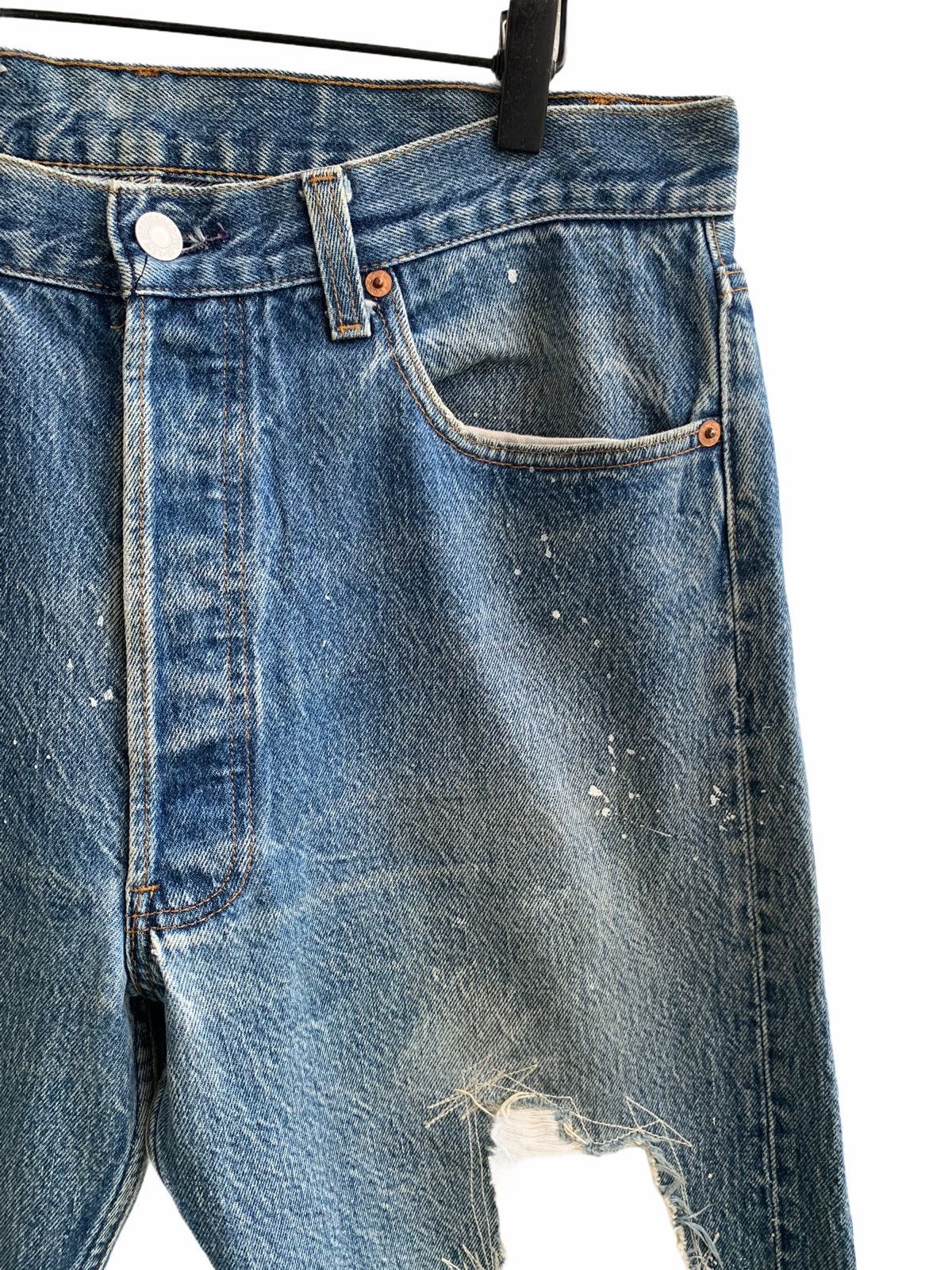 Levi's Vintage Levis 501 Painter Distressed Sky Blue Denim Size US 34 / EU 50 - 7 Thumbnail