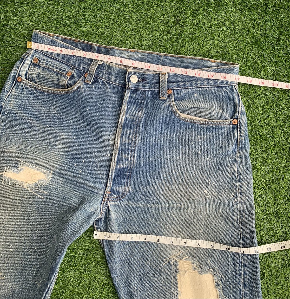Levi's Vintage Levis 501 Painter Distressed Sky Blue Denim Size US 34 / EU 50 - 12 Thumbnail