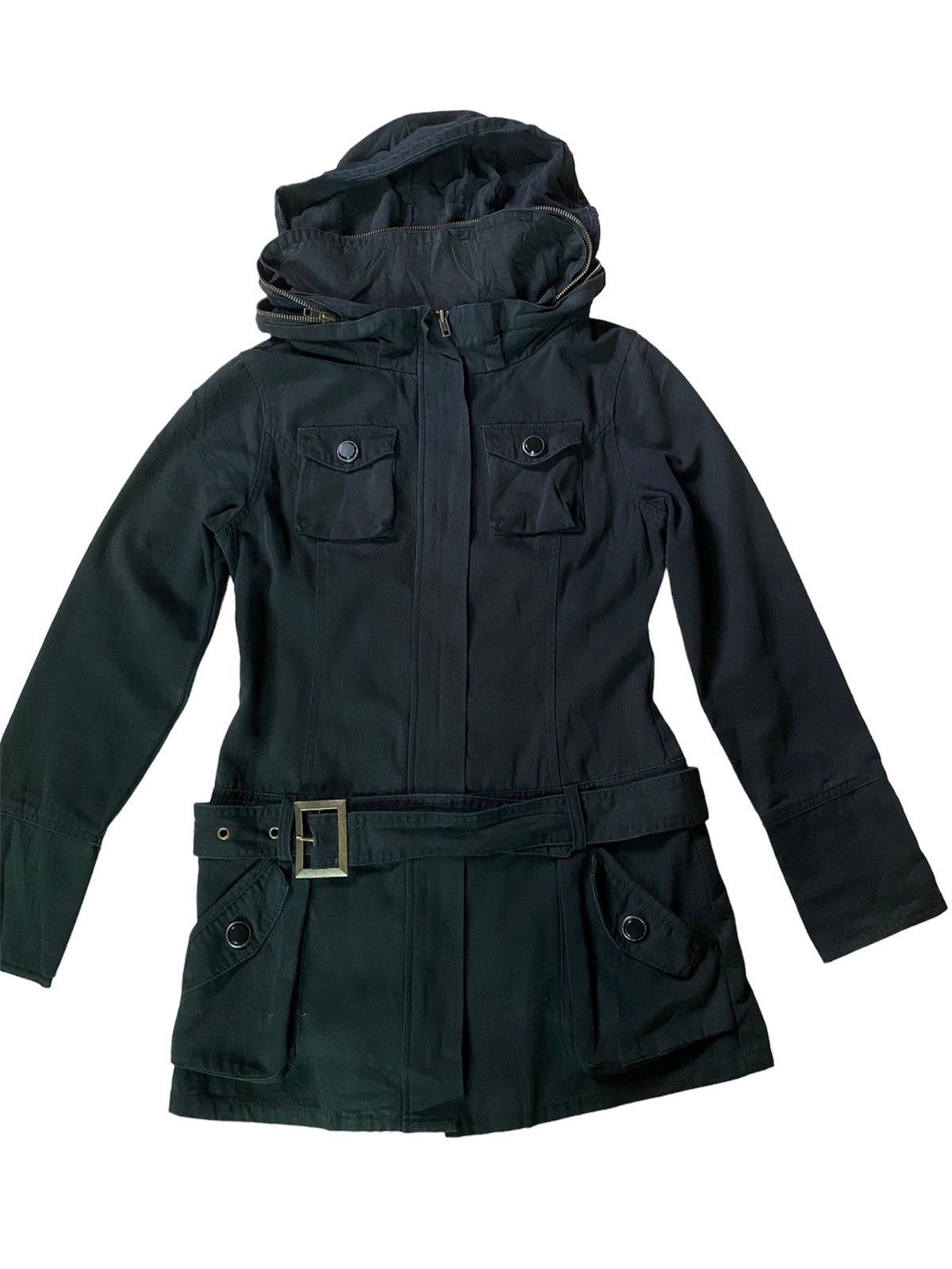 image of Seditionaries x Vintage Von Dutch Multipocket Belted Hooded Parka in Black, Men's (Size Small)