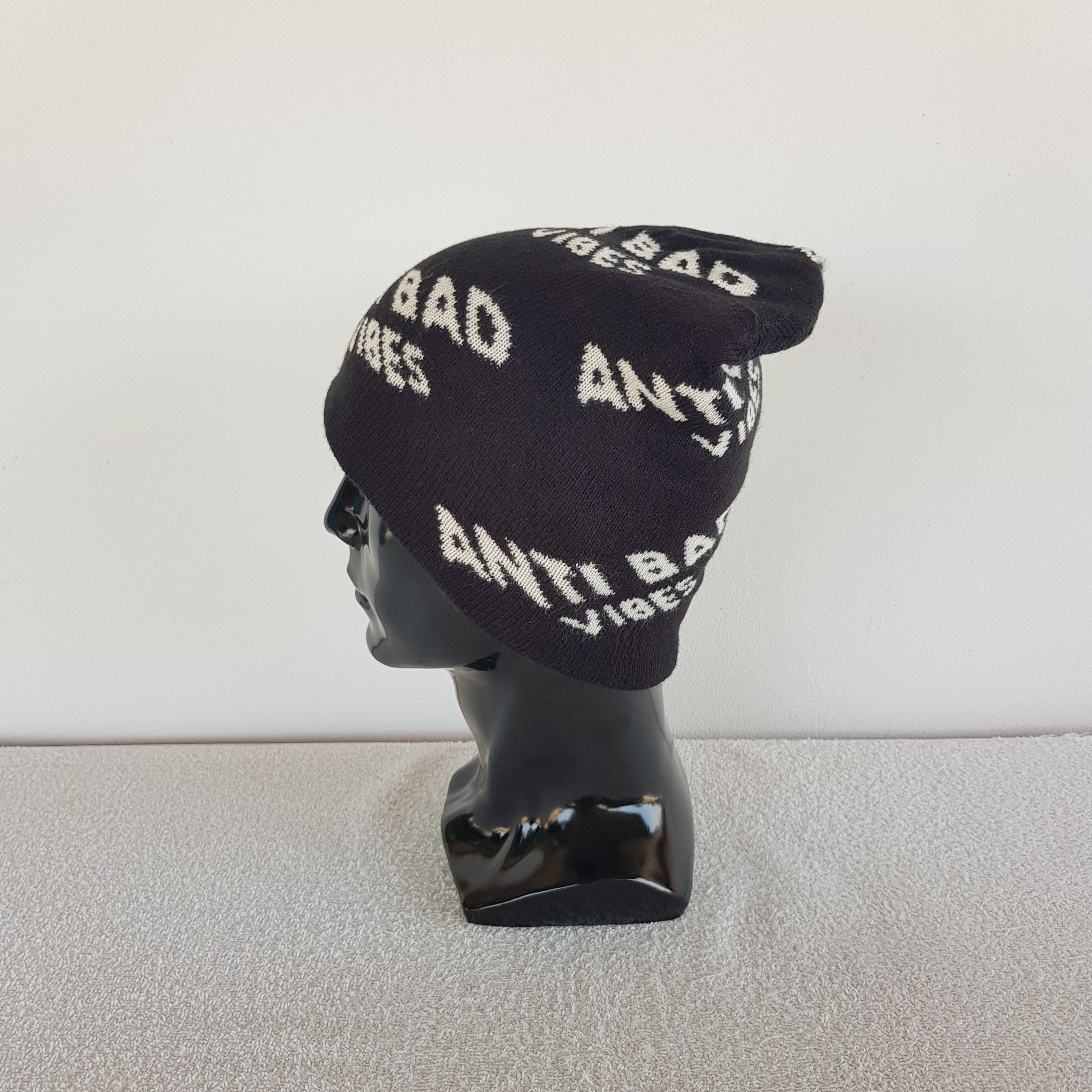 If Six Was Nine × Japanese Brand × Vintage Anti Bad Vibes Beanie Snow Cap Anti Bad Vibes Hats Size ONE SIZE - 4 Thumbnail