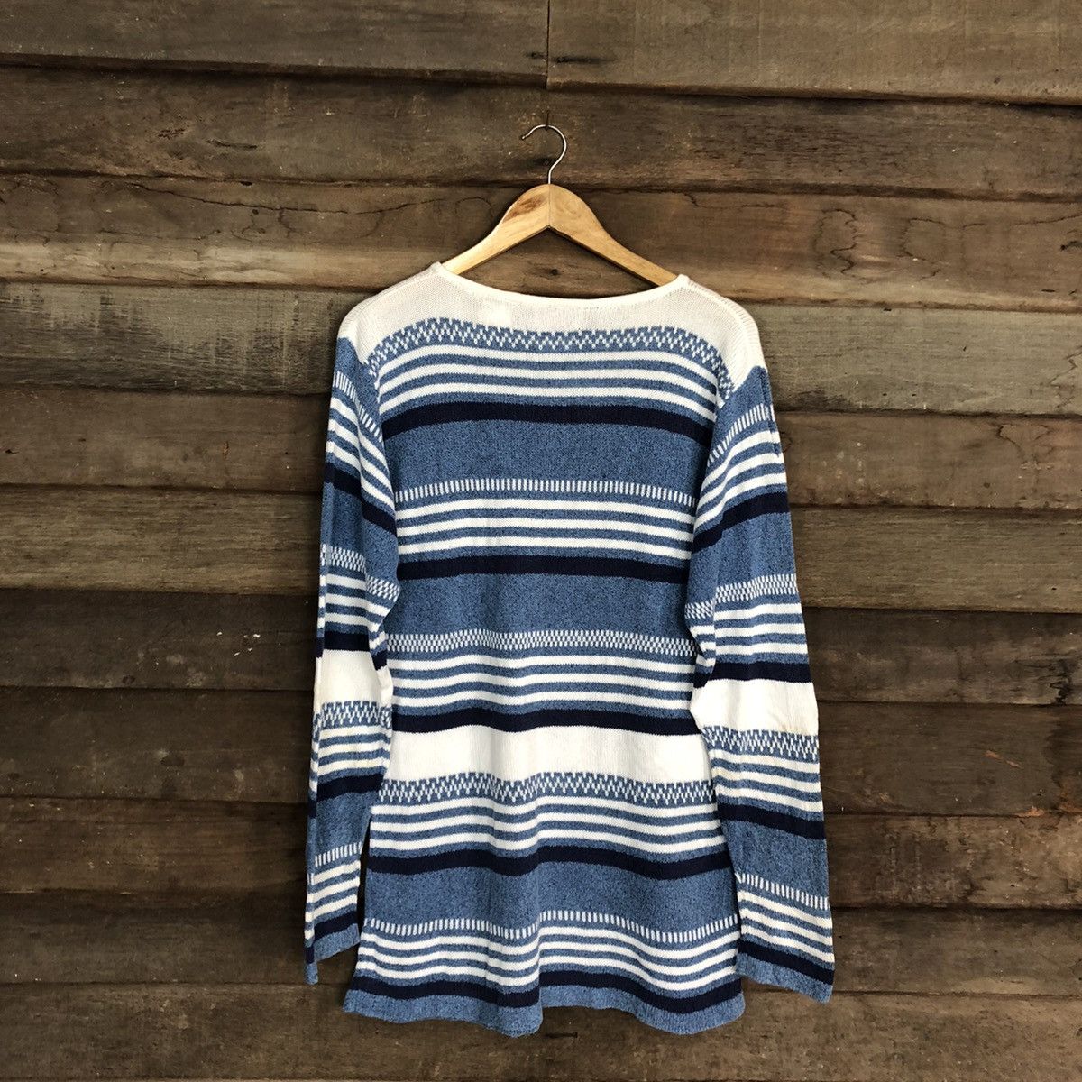 Homespun Knitwear Lady Arran Stripe vintage japan Blue Knitwear #154B Size M / US 6-8 / IT 42-44 - 12 Thumbnail