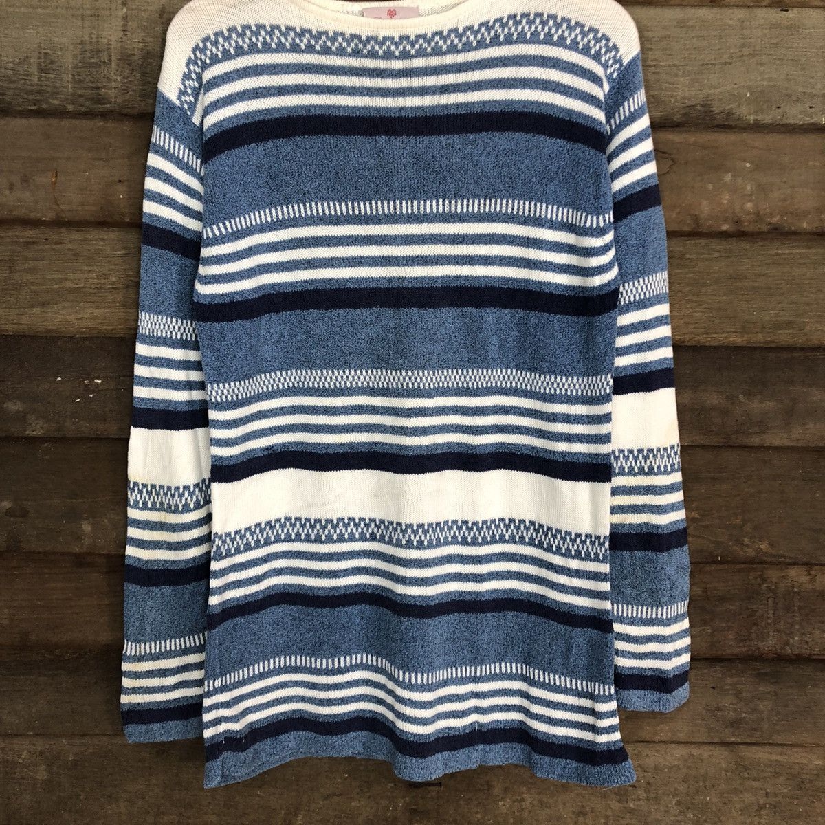 Homespun Knitwear Lady Arran Stripe vintage japan Blue Knitwear #154B Size M / US 6-8 / IT 42-44 - 8 Thumbnail