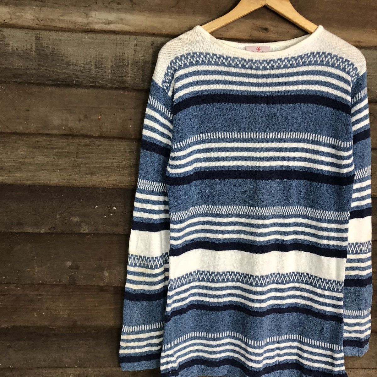 Homespun Knitwear Lady Arran Stripe vintage japan Blue Knitwear #154B Size M / US 6-8 / IT 42-44 - 7 Thumbnail