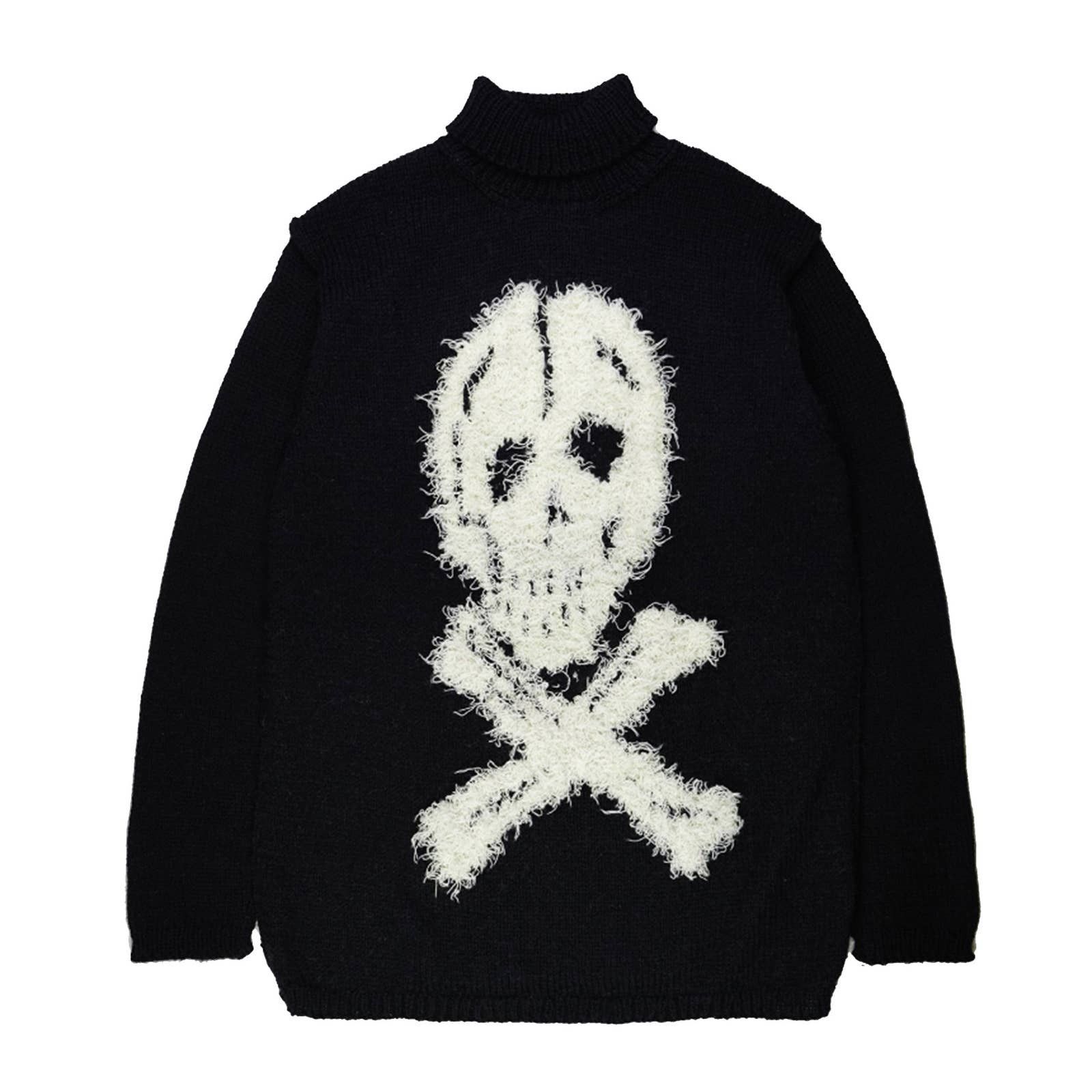 トップス YOHJI SKULL CREW SWEATER Mens Yohji Skull Crew Sweatshirt - Black – Feature
