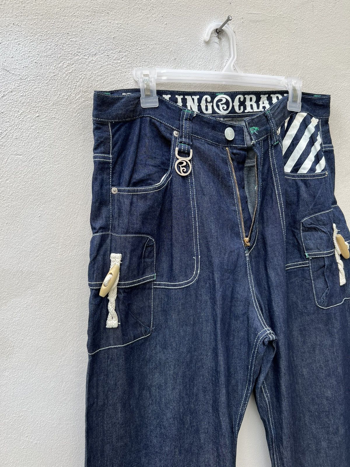 Vintage Rolling Cradle Japan Wide Denim Cargo Jeans Size US 32 / EU 48 - 8 Thumbnail