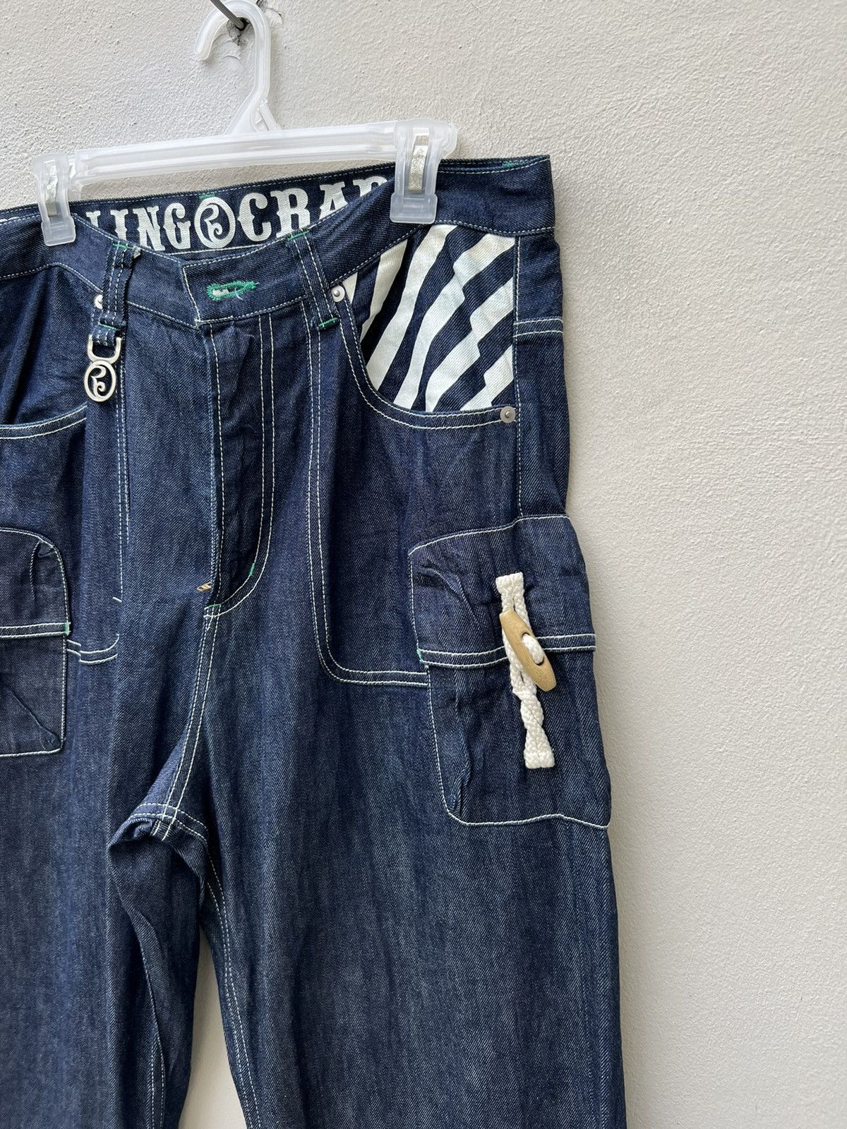 Vintage Rolling Cradle Japan Wide Denim Cargo Jeans Size US 32 / EU 48 - 10 Thumbnail