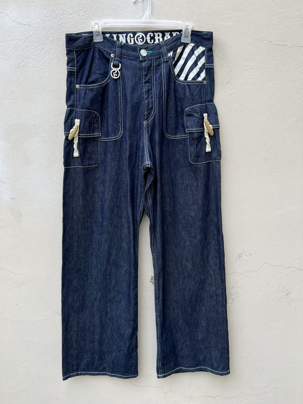 Vintage Rolling Cradle Japan Wide Denim Cargo Jeans Size US 32 / EU 48 - 7 Thumbnail