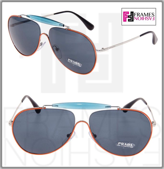 Prada PRADA 56S Linea Rossa Aviator Sunglasses Topaz Orange PS56SS