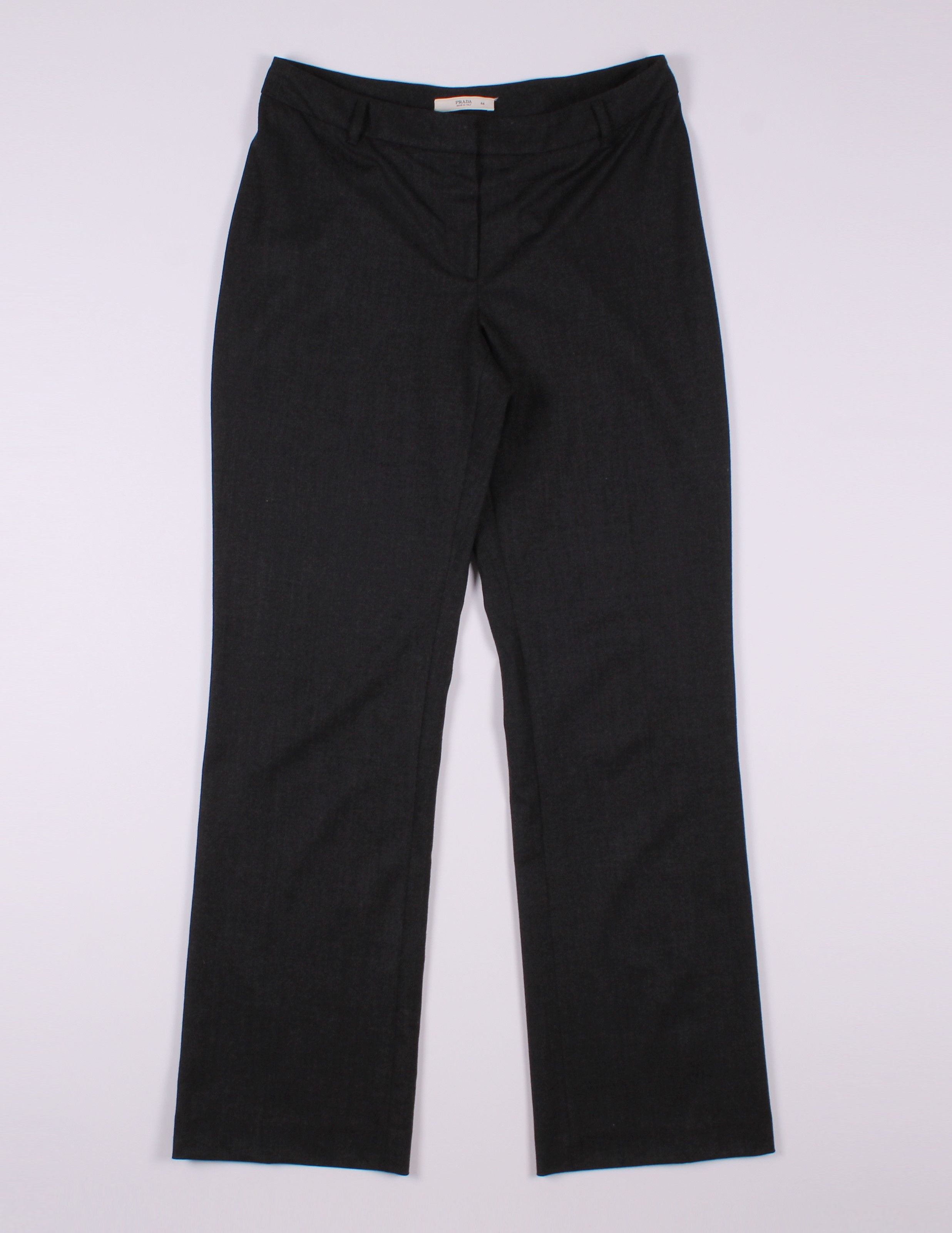 image of Prada Wool Straight Pants Trousers in Dark Gray, Women's (Size 30)