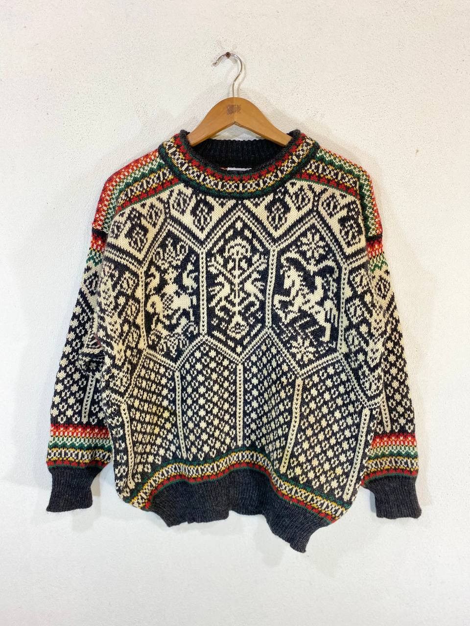 image of Avant Garde x Coloured Cable Knit Sweater Dale Of Norway Fully Wool Knitwear Very Nice Design in Bl