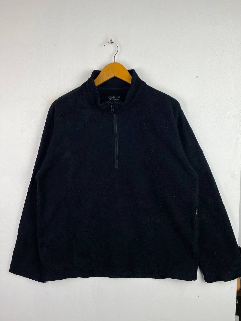 image of Vintage Agnes B Half Zipper Fleece Jacket in Black, Men's (Size XL)