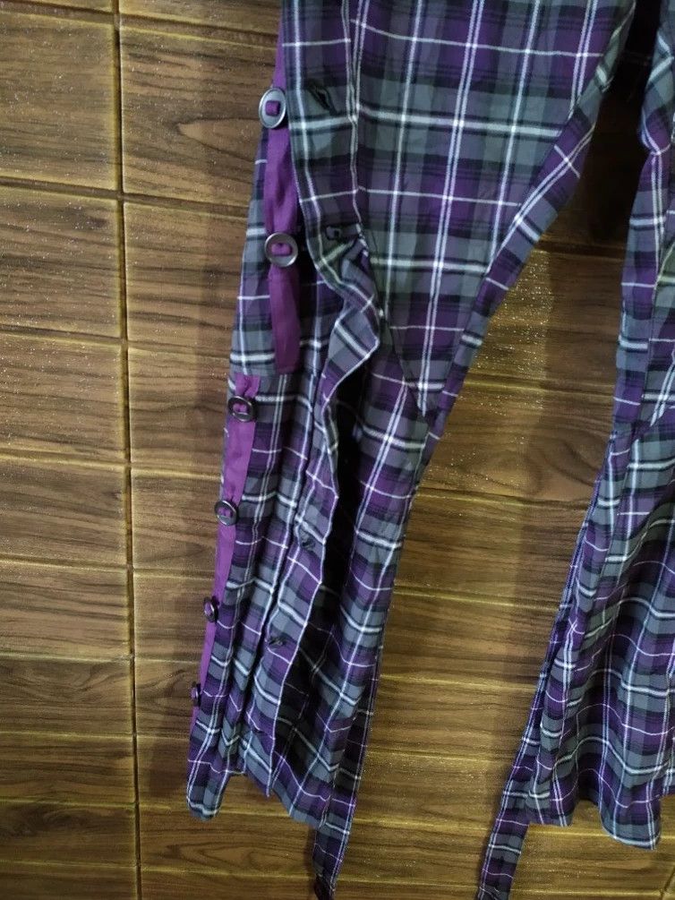 Japanese Brand 🔥EVO + REVO CHECKERED PUNK WRINKLE KNEE PANTS Size US 29 - 13 Thumbnail