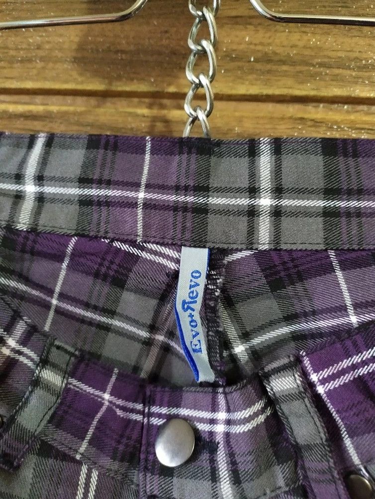 Japanese Brand 🔥EVO + REVO CHECKERED PUNK WRINKLE KNEE PANTS Size US 29 - 14 Thumbnail