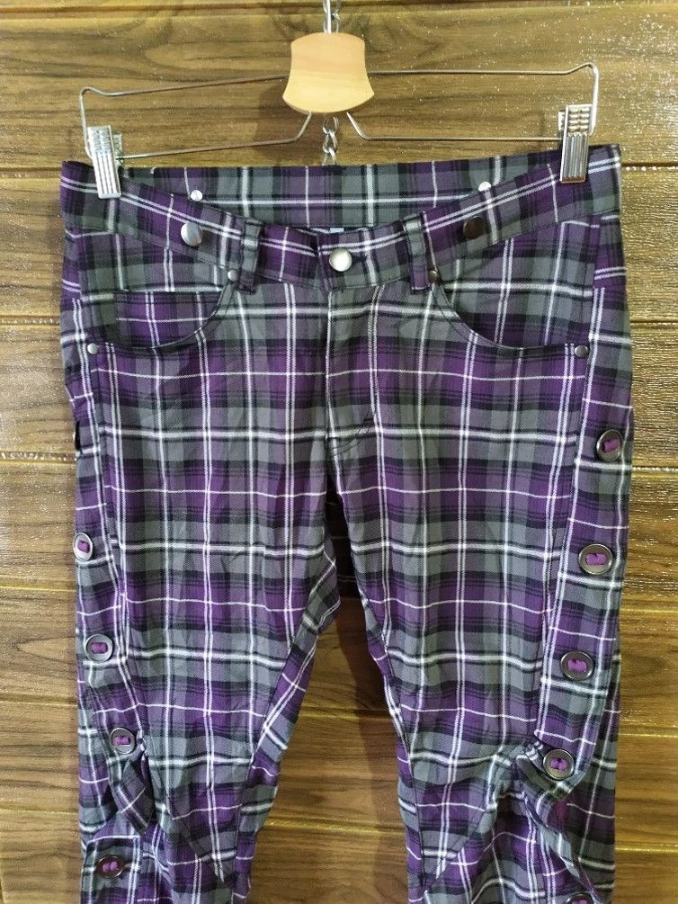 Japanese Brand 🔥EVO + REVO CHECKERED PUNK WRINKLE KNEE PANTS Size US 29 - 6 Thumbnail