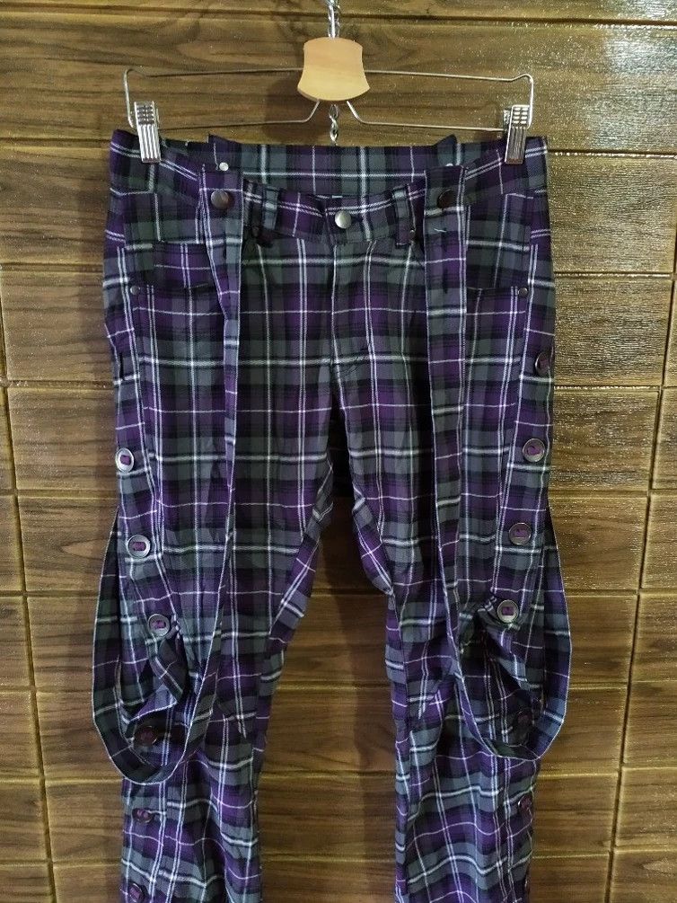 Japanese Brand 🔥EVO + REVO CHECKERED PUNK WRINKLE KNEE PANTS Size US 29 - 11 Thumbnail