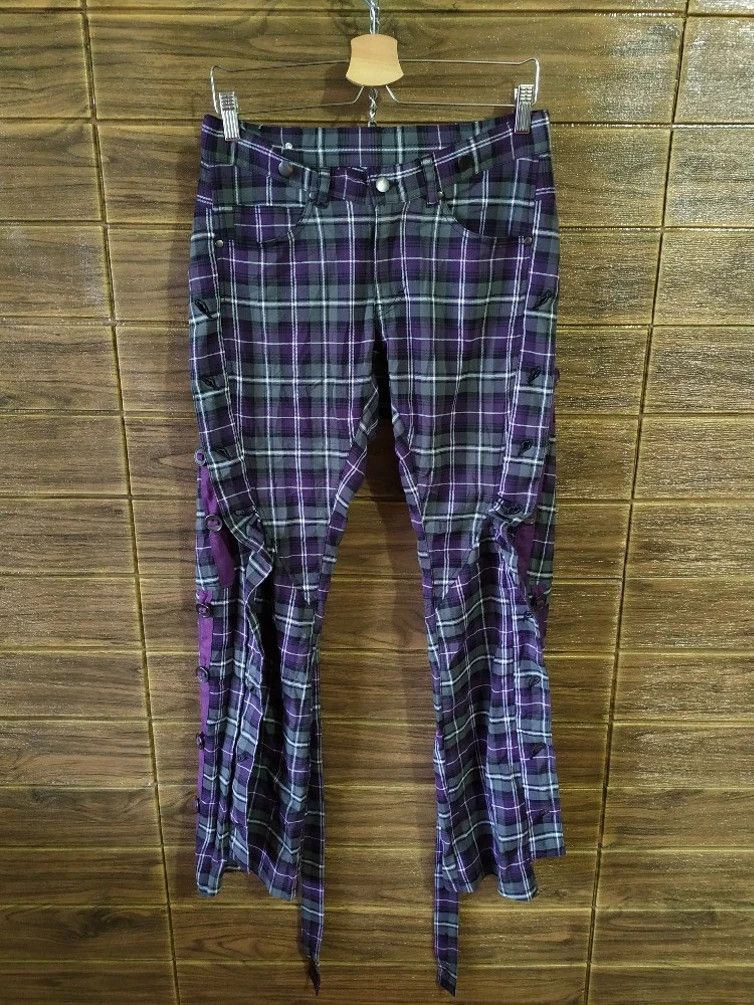 Japanese Brand 🔥EVO + REVO CHECKERED PUNK WRINKLE KNEE PANTS Size US 29 - 10 Thumbnail