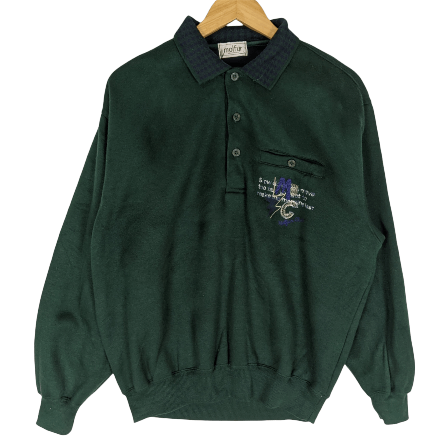 Japanese Brand Japan Vintage 90's MOLFUR Polo Jumper Sweatshirt Size US L / EU 52-54 / 3 - 2 Thumbnail