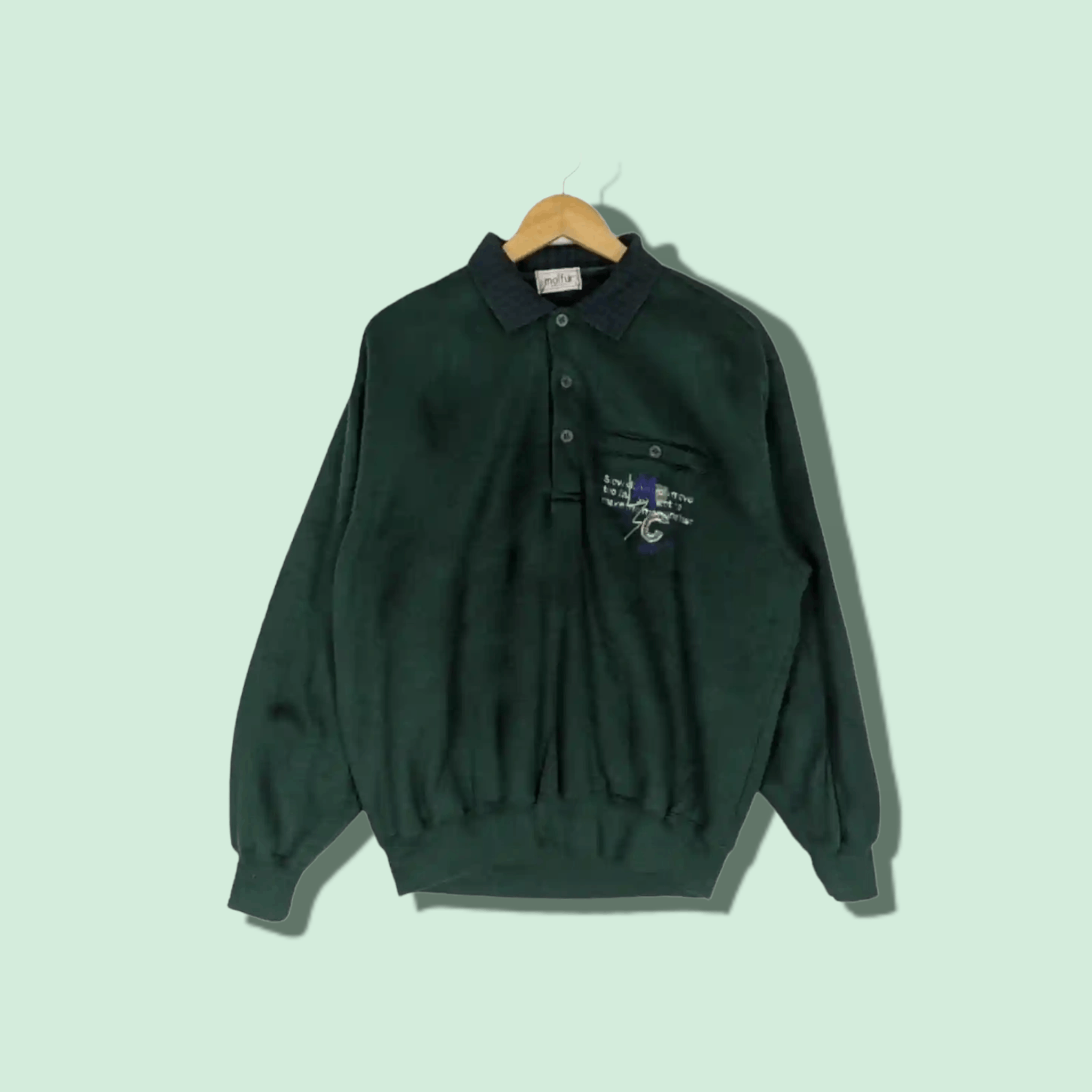 Japanese Brand Japan Vintage 90's MOLFUR Polo Jumper Sweatshirt Size US L / EU 52-54 / 3 - 1 Thumbnail