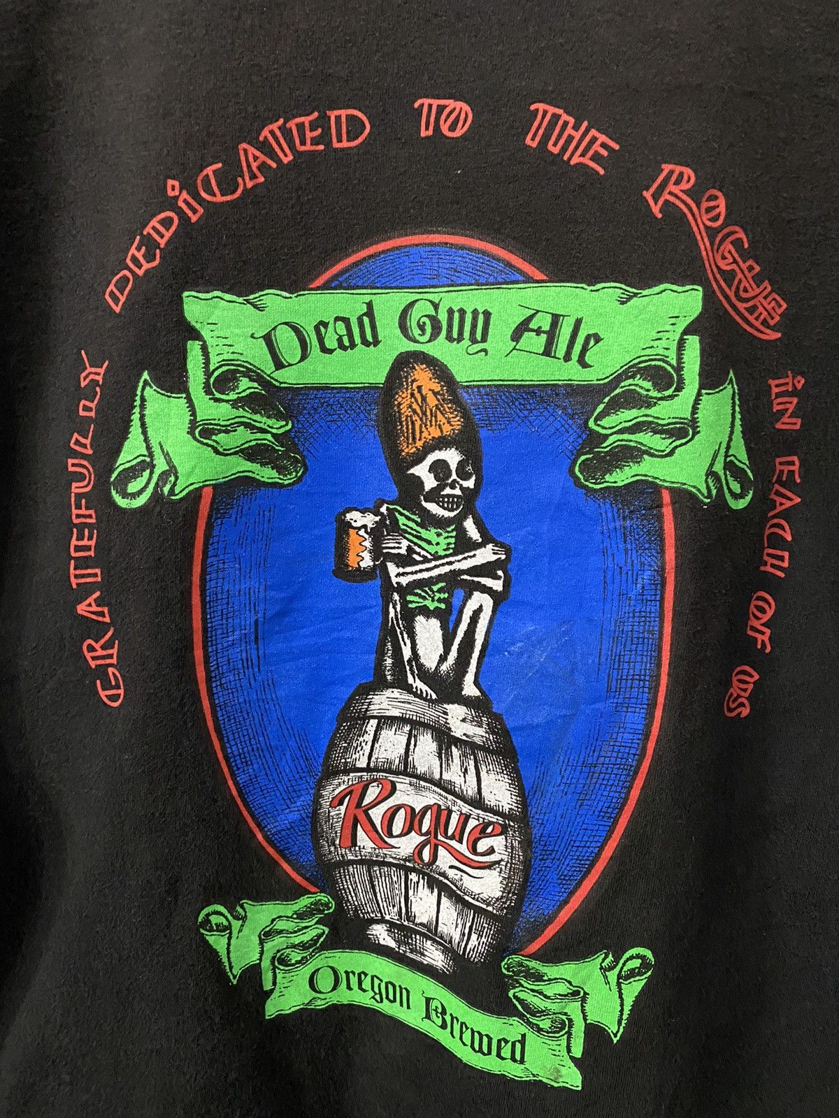 Vintage Rogue Oregon Brewed Dead Guy Ale Skeleton Tshirt Size US M / EU 48-50 / 2 - 4 Thumbnail