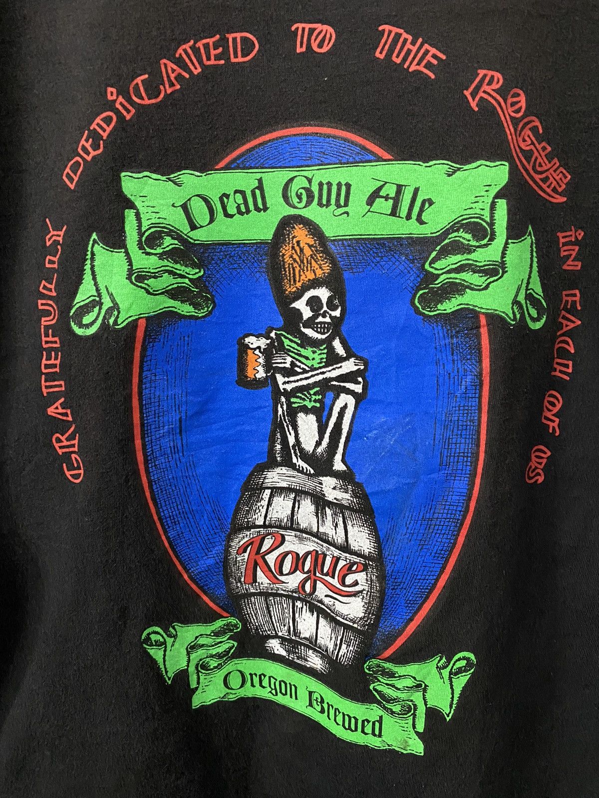 Vintage Rogue Oregon Brewed Dead Guy Ale Skeleton Tshirt Size US M / EU 48-50 / 2 - 5 Thumbnail