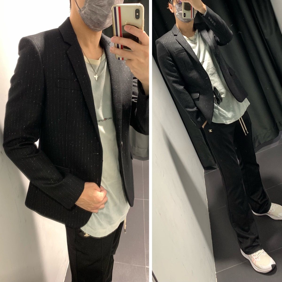Saint Laurent Paris 19FW Metallic Pinstripes Suit (jacket + pants sz44) Size 44S - 17 Thumbnail