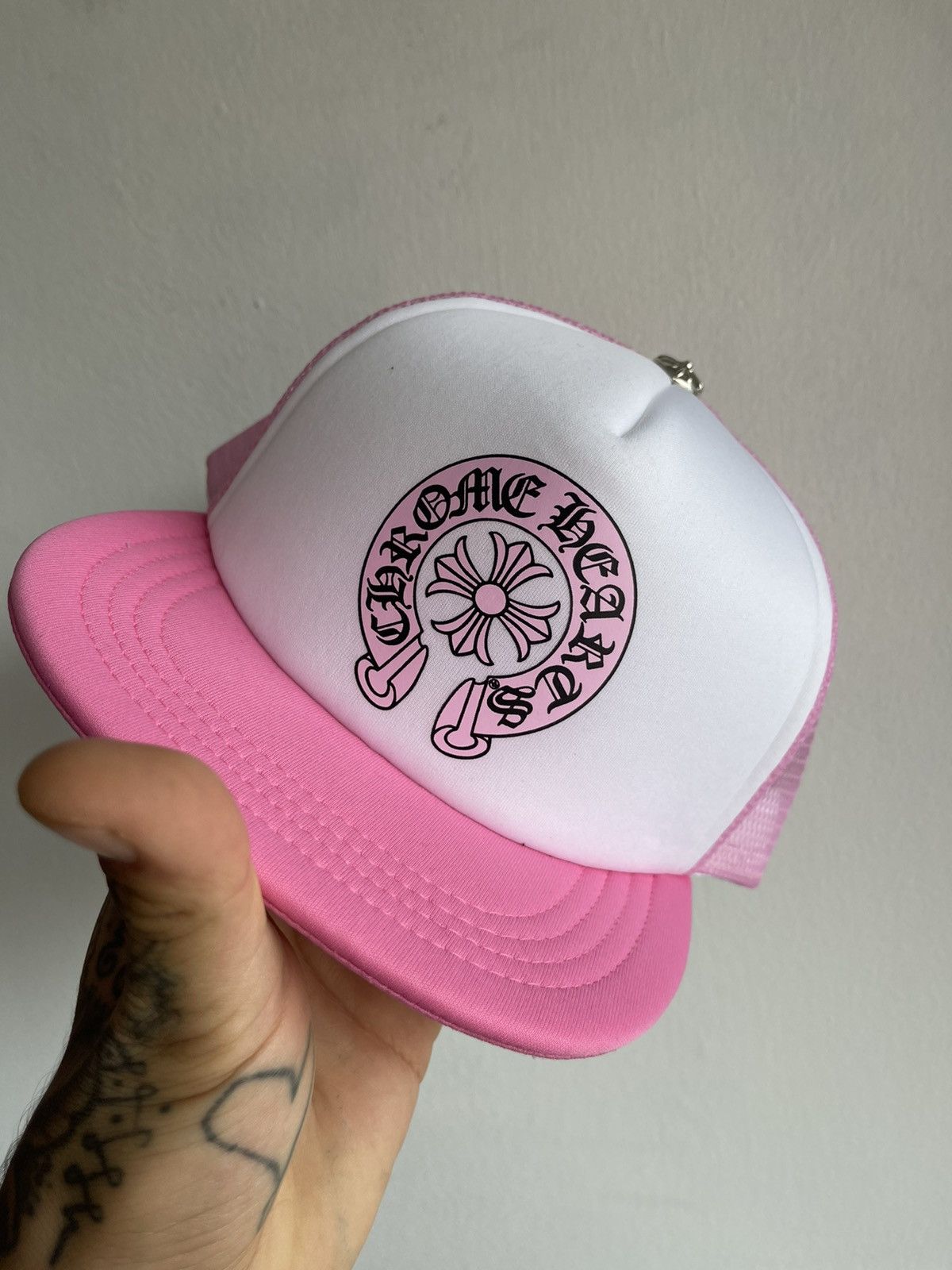 image of Chrome Hearts 2021 Nyfw Matty Boy Pink Snapback Hat in Pink White, Men's