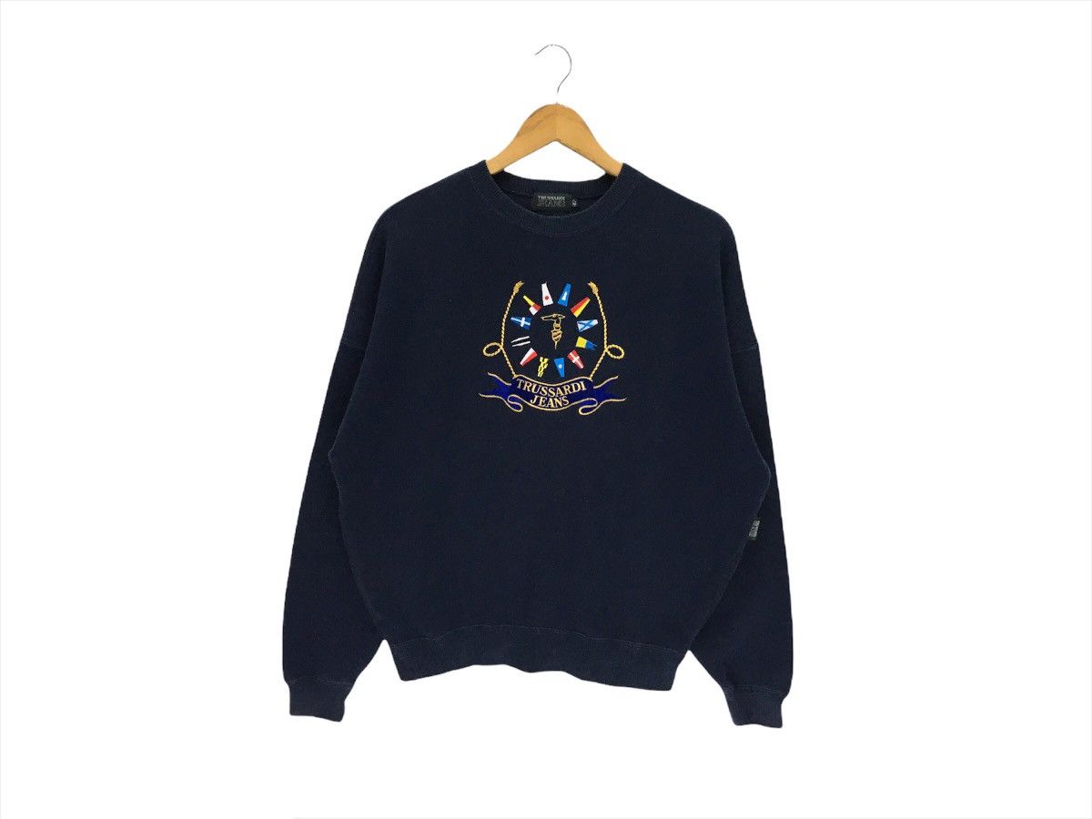 Trussardi × Vintage Vintage Trussardi Big Logo Sweatshirt Size US S / EU 44-46 / 1 - 1 Thumbnail