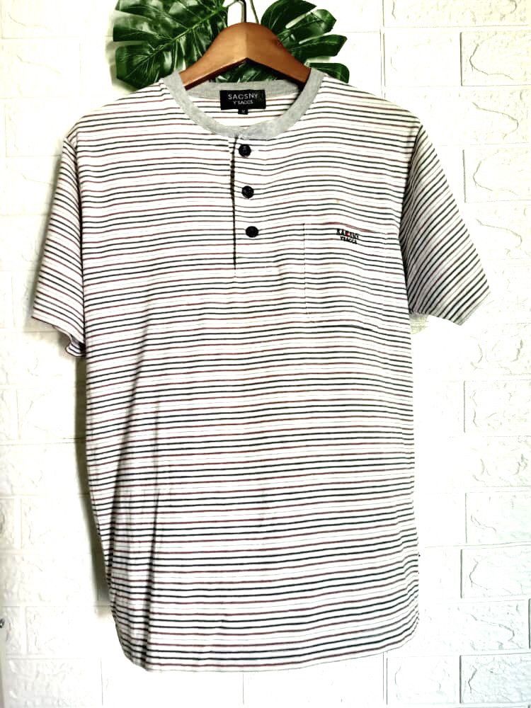 Designer × Japanese Brand × Yohji Yamamoto Y’SACCS YOHJI YAMAMOTO STRIPE POCKET TEE Size US M / EU 48-50 / 2 - 1 Thumbnail